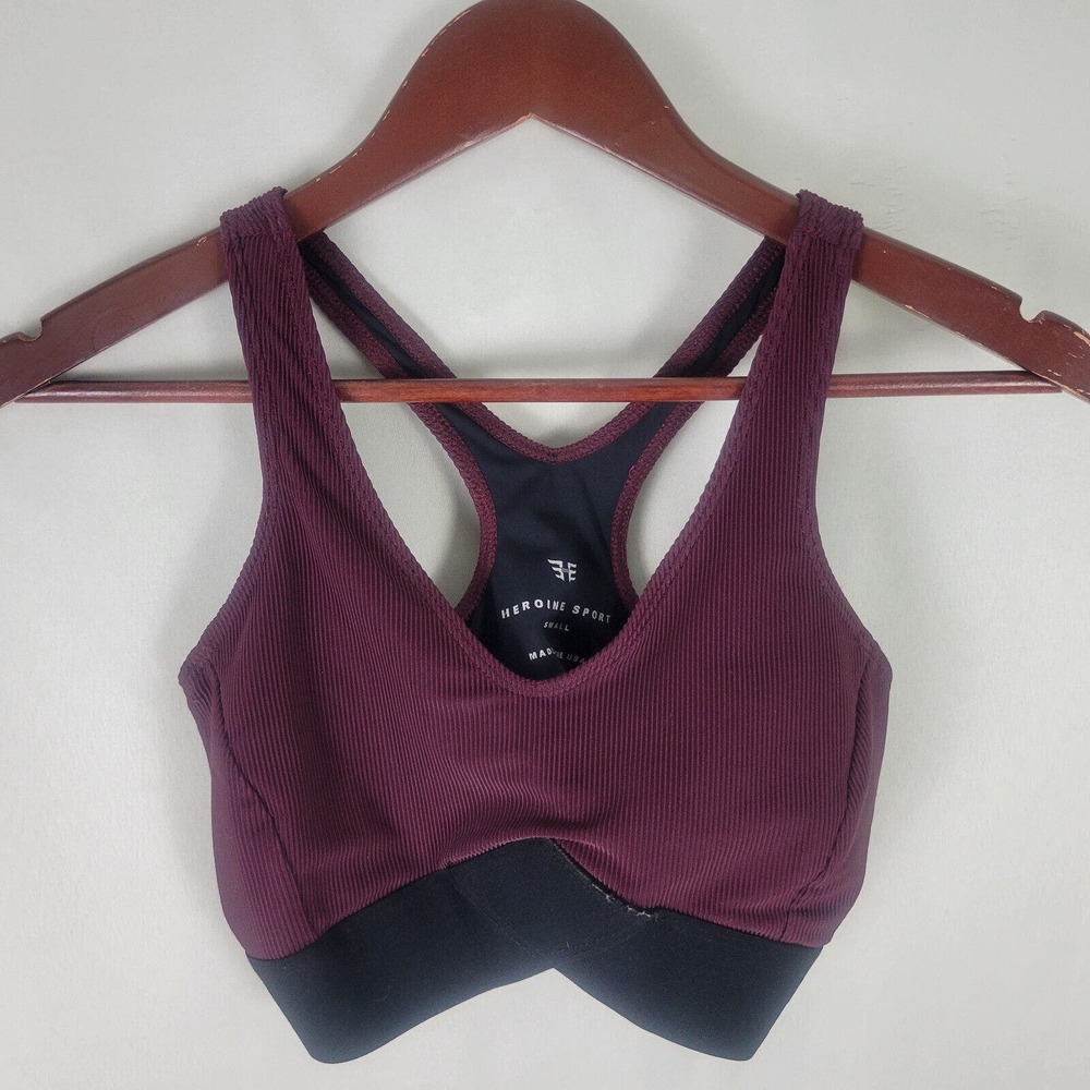Heroine Sport Womens Sports Bra‎ Size Small Plum Racerback Wireless Activewear